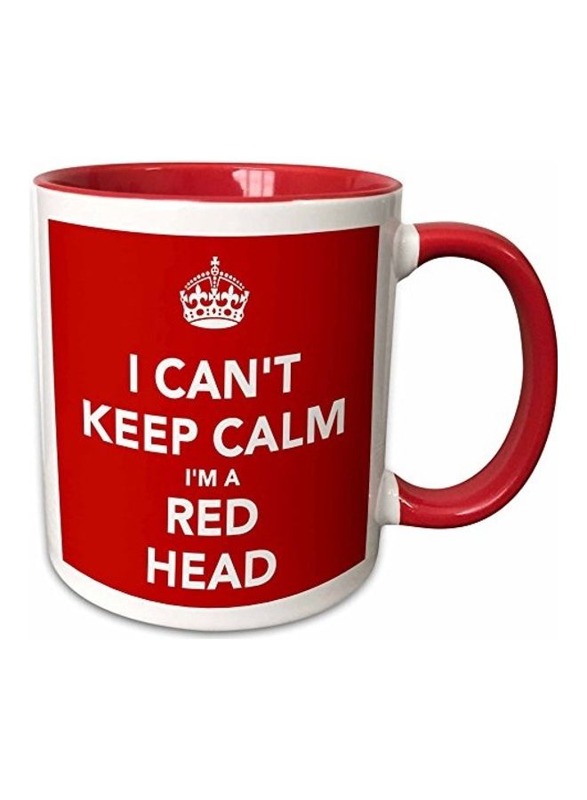 3Dروز مج بلونين مطبوع عليه عبارة "I Cant Keep Calm I'm A Red Head" أحمر/أبيض