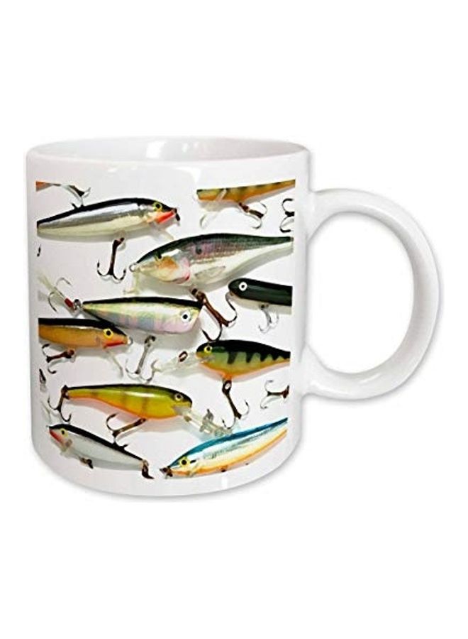 3DROSE Fly Fishing Lures Printed Mug White/Green/Yellow