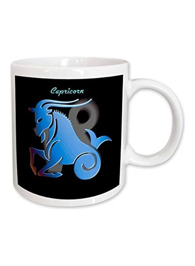 3Dروز مج مزين بطبعة مستوحاة من الأبراج الفلكية ومزين بكلمة "Capricorn" أبيض/ أسود/ أرجواني