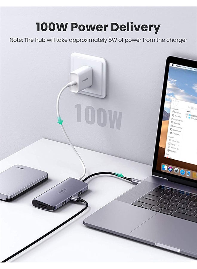 Ugreen - USB C Hub 9-in-1 Type C to 4K 60Hz HDMI Multiport Adapter Dock with VGA, Gigabit Ethernet, PD Charging, 3 USB 3.0 Ports SD Card Reader Grey - Image 1
