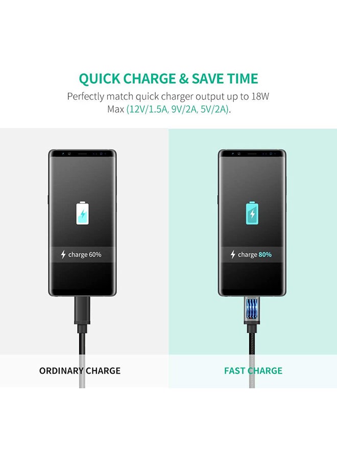 يو جرين - كابل شحن سريع مضفر من النايلون وبمنفذ USB إلى منفذ مايكرو USB 2.0 وبطول 1 متر ويدعم نظام أندرويد ومتوافق مع أجهزة نوت ونيكسوس ونوكيا وبلايستيشن 4 أسود - Image 1