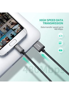 يو جرين كابل شحن سريع مضفر من النايلون وبمنفذ USB إلى منفذ مايكرو USB 2.0 وبطول 1 متر ويدعم نظام أندرويد ومتوافق مع أجهزة نوت ونيكسوس ونوكيا وبلايستيشن 4 أسود  - Image 3