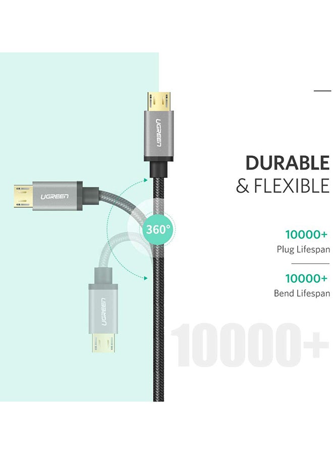 يو جرين - كابل شحن سريع مضفر من النايلون وبمنفذ USB إلى منفذ مايكرو USB 2.0 وبطول 1 متر ويدعم نظام أندرويد ومتوافق مع أجهزة نوت ونيكسوس ونوكيا وبلايستيشن 4 أسود - Image 1