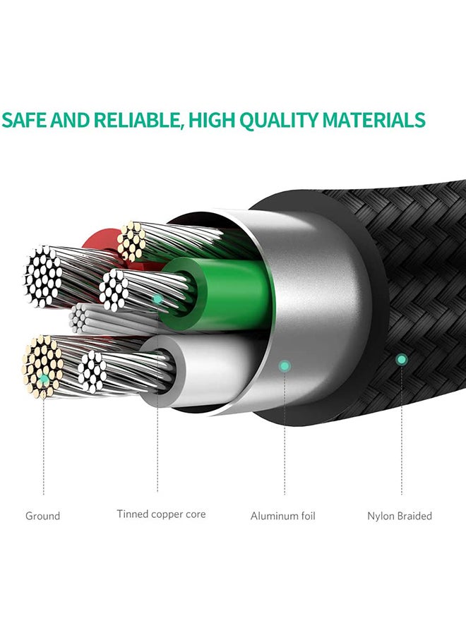 يو جرين - كابل شحن سريع مضفر من النايلون وبمنفذ USB إلى منفذ مايكرو USB 2.0 وبطول 1 متر ويدعم نظام أندرويد ومتوافق مع أجهزة نوت ونيكسوس ونوكيا وبلايستيشن 4 أسود - Image 1