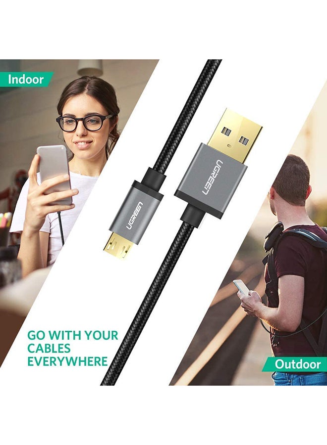 يو جرين - كابل شحن سريع مضفر من النايلون وبمنفذ USB إلى منفذ مايكرو USB 2.0 وبطول 1 متر ويدعم نظام أندرويد ومتوافق مع أجهزة نوت ونيكسوس ونوكيا وبلايستيشن 4 أسود - Image 1