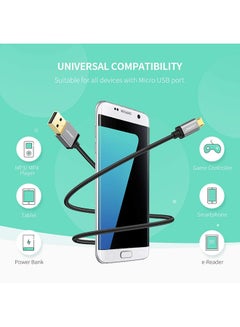 Ugreen Micro USB Cable 2M Nylon Braided Wire Fast Quick Charger Cord USB to Micro USB 2.0 Android Charging Cord Compatible with Note, Nexus, Nokia, PS4 Black  - Image 3