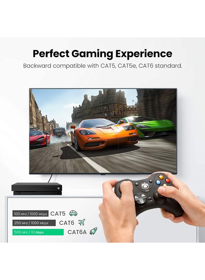 Ugreen - Ethernet Cable 3M High Speed 10Gbps CAT6a Ultra Slim LAN RJ45 Network Cord Gigabit Lead Compatible with PS5/PS4 Xbox One/Series WiFi Box Smart TV Modem Router Black - Image 1