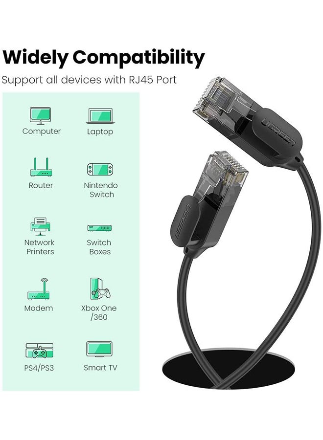 Ugreen - Ethernet Cable 3M High Speed 10Gbps CAT6a Ultra Slim LAN RJ45 Network Cord Gigabit Lead Compatible with PS5/PS4 Xbox One/Series WiFi Box Smart TV Modem Router Black - Image 1