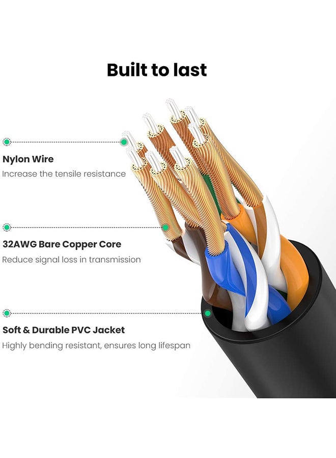 Ugreen - Ethernet Cable 3M High Speed 10Gbps CAT6a Ultra Slim LAN RJ45 Network Cord Gigabit Lead Compatible with PS5/PS4 Xbox One/Series WiFi Box Smart TV Modem Router Black - Image 1