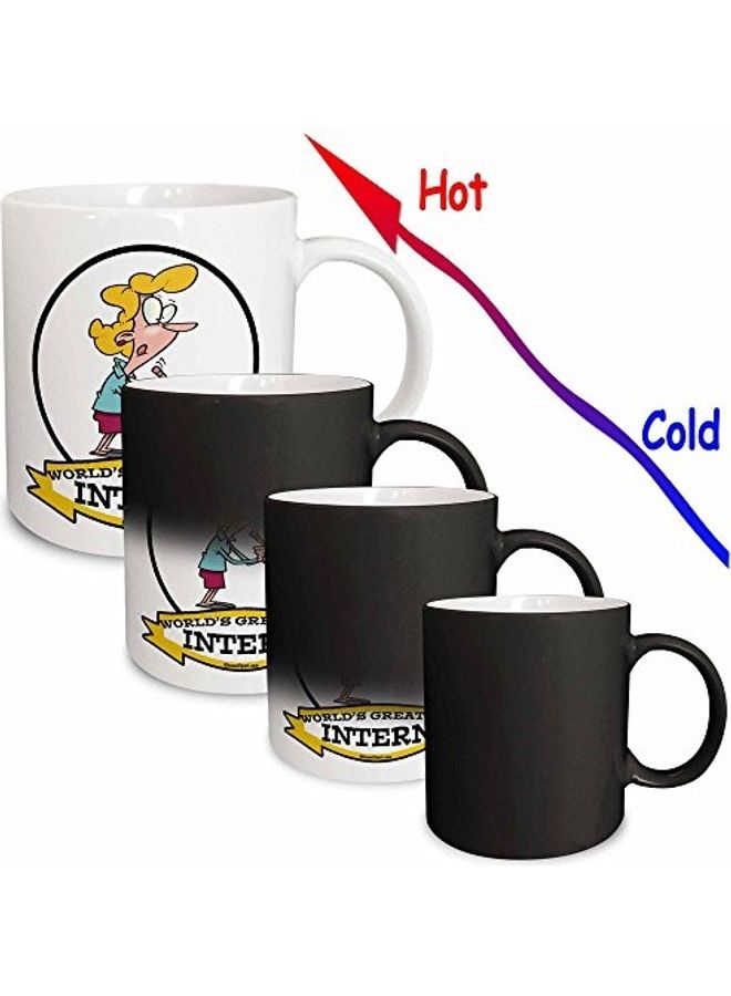 3DROSE Funny Worlds Greatest Intern Cartoon Magic Transforming Mug Black/White  - Image 3