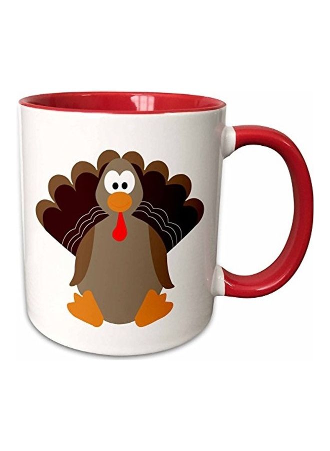3Dروز Cute Thanksgiving Turkey Cartoon Ceramic Mug Multicolour 11 oz