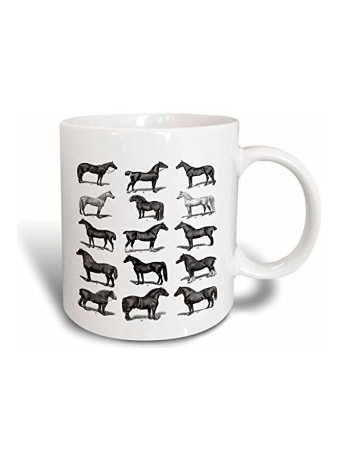 Horse Printed Coffee Mug White/Grey