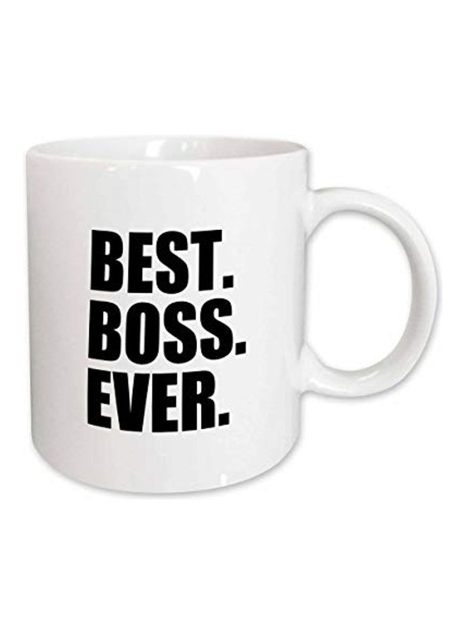 3Dروز مج سيراميك مزين بعبارة "Best Boss Ever"، سعة 15 أوقية أبيض  - Image 1