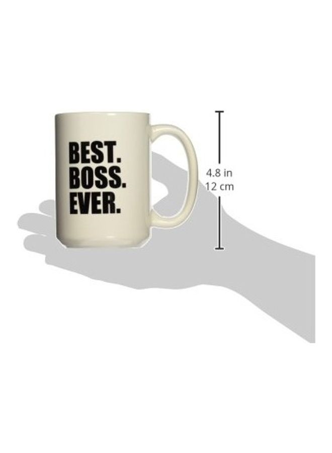 3Dروز مج سيراميك مزين بعبارة "Best Boss Ever"، سعة 15 أوقية أبيض  - Image 2