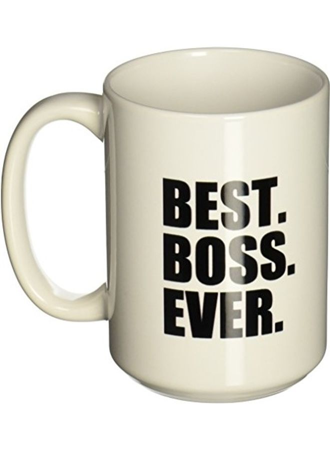 3Dروز مج سيراميك مزين بعبارة "Best Boss Ever"، سعة 15 أوقية أبيض  - Image 3