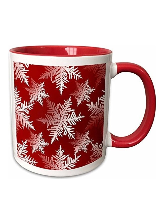 3Dروز مج من السيراميك مزين بطبعة ندفات ثلج موسمية على خلفية ملونة متعدد الألوان 11oz