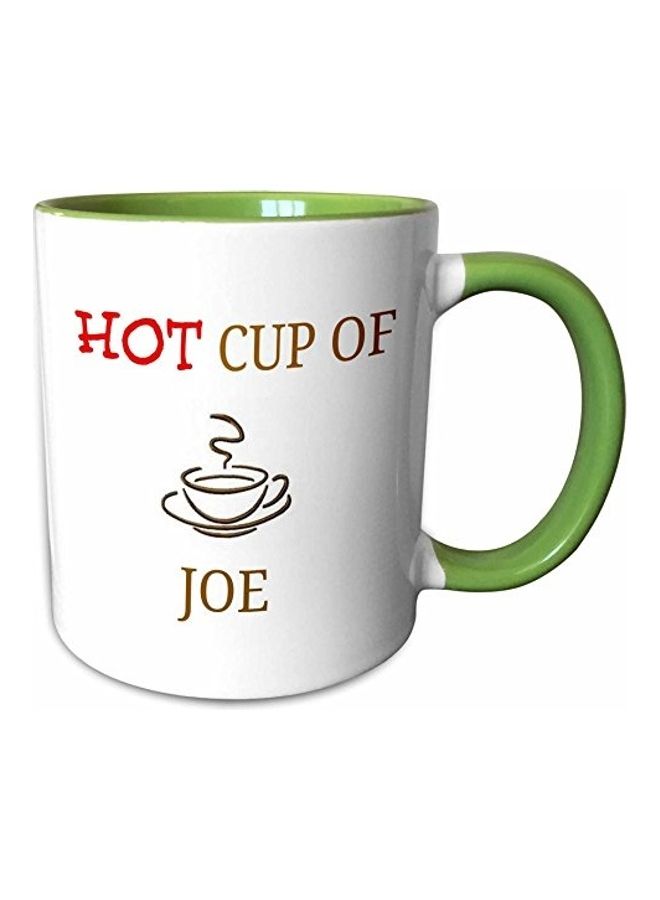 3Dروز مج من السيراميك أبيض/أخضر