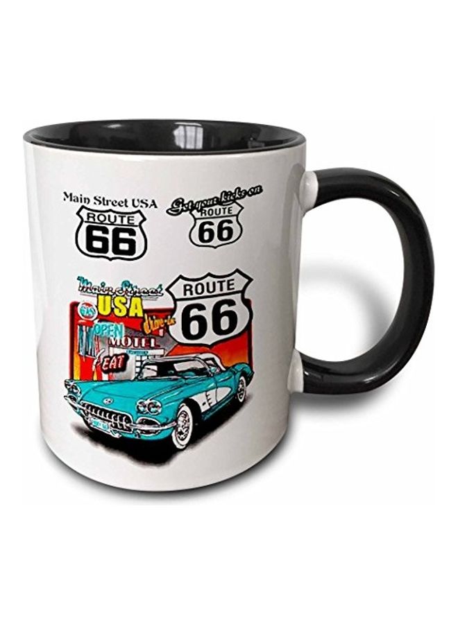 3DROSE Route 66 Two Tone Mug Black/White