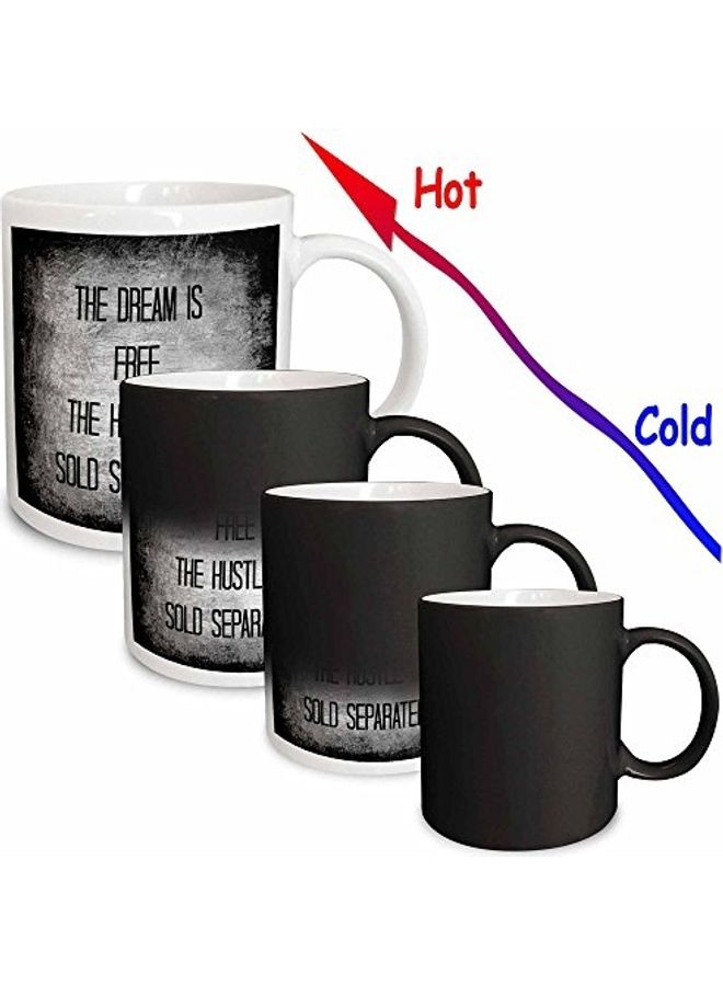 3DROSE Dream Is Free Hustle Sold Separately Letters On Printed Magic Transforming Mug White/Black/Grey - Image 3