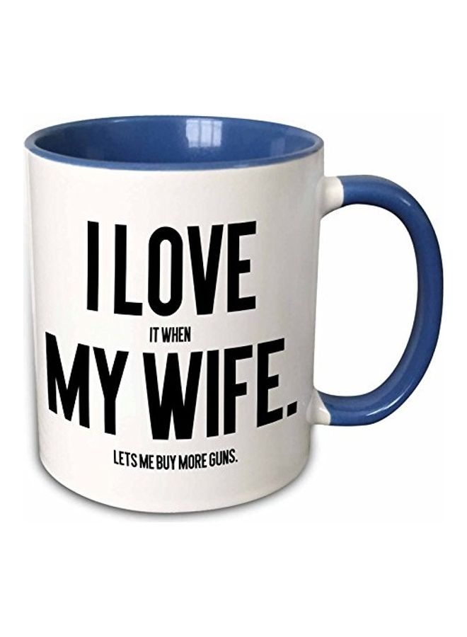 3Dروز مج قهوة بطبعة رسمة ثلاثية الأبعاد أزرق/أبيض/أزرق