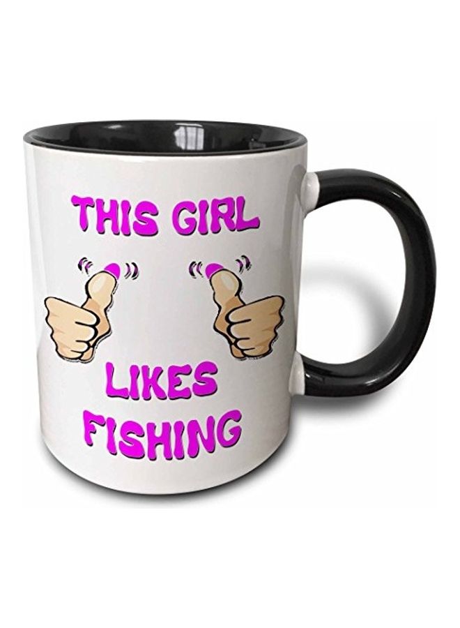 3Dروز مج بطبعة عبارة "This Girl Likes Fishing" متعدد الألوان