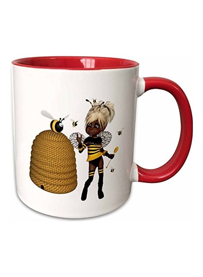 3Dروز مج من السيراميك بتصميم طنانة إفريقية أمريكية أحمر/أبيض