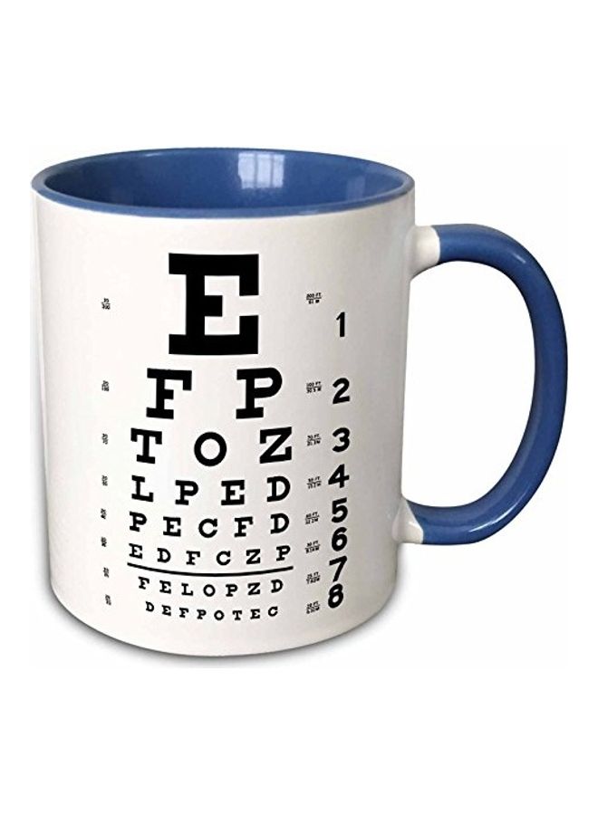 Eye Chart Alphabet Two Tone Mug Blue/White/Black