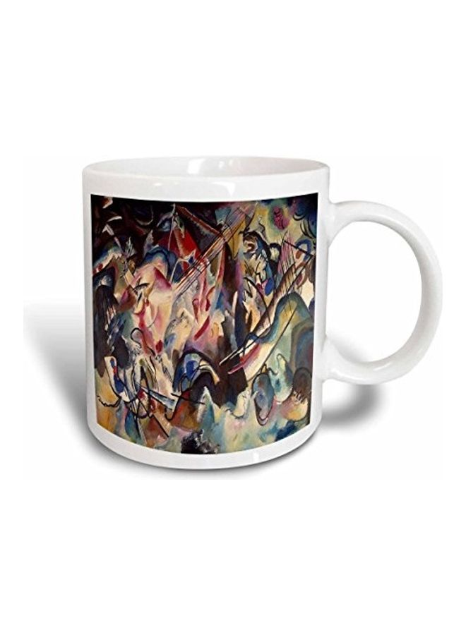 3DROSE Abstract Painting Composition VI Printed Ceramic Mug White/Red/Black