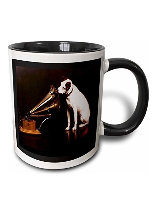 3Dروز مج كلاسيكي بلونين مطبوع عليه صورة كلب وجهاز تشغيل الموسيقى من فيكتورولا متعدد الألوان