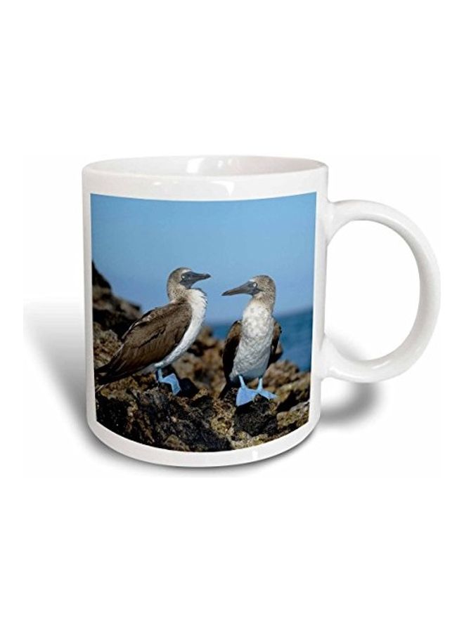 3Dروز مج مزين برسمة طائر أبيض/أزرق/رمادي