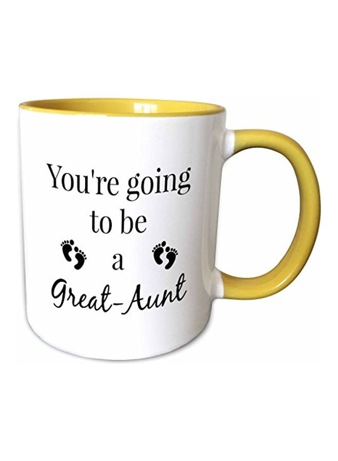 3Dروز مج من السيراميك بطبعة كتابة نصية أبيض/أصفر