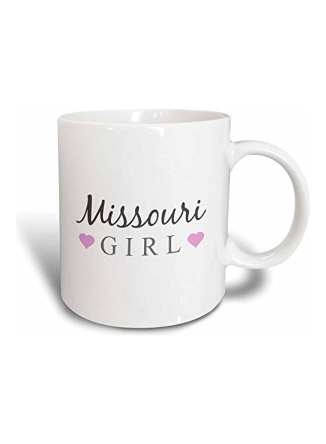 3Dروز مج سيراميك بتصميم عبارة Missouri Girl أبيض