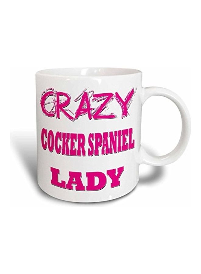 3Dروز مج من السيراميك بطبعة تحمل عبارة Crazy Cocker Spaniel Lady أبيض/ وردي