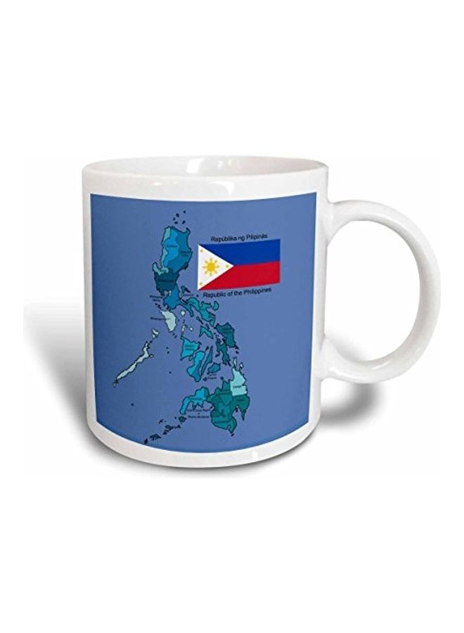 3DROSE Flag And Map Printed Mug White/Blue/Red