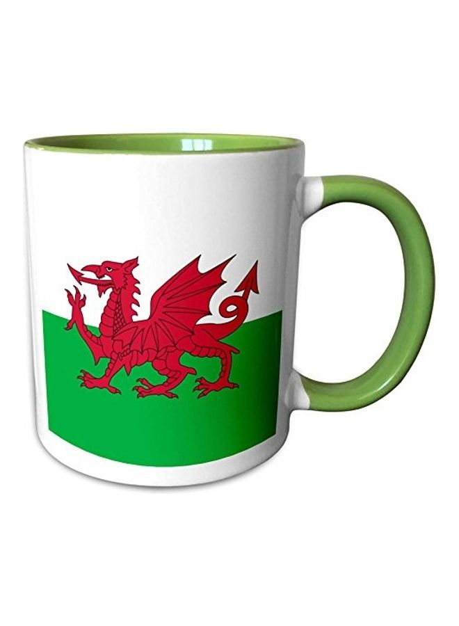 3Dروز مج من السيراميك بطبعة أخضر/أبيض/أحمر