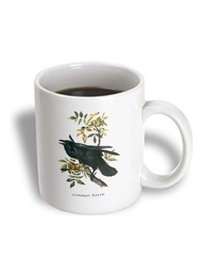 3Dروز مج قهوة مطبوع عليه صورة غراب مشترك أبيض/أخضر - Image 2