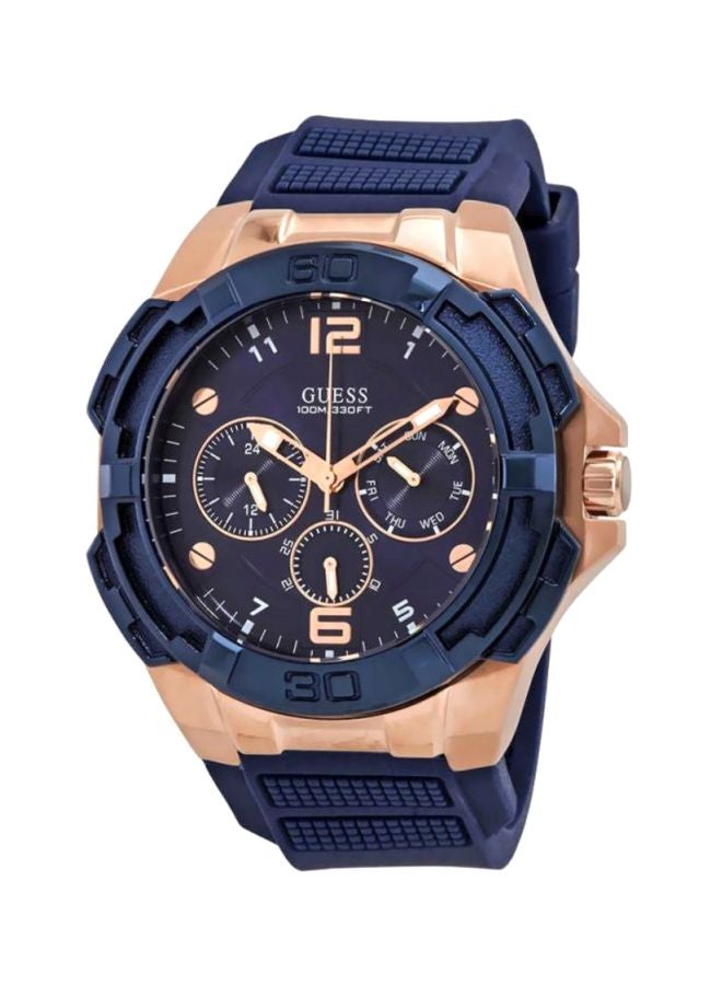 جس ساعة يد بعقارب وبسوار من السيليكون مقاومة للماء طراز W1254G3 - مقاس 46 مم - لون أزرق للرجال - Image 1