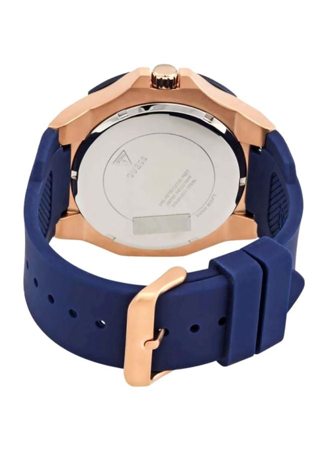 جس ساعة يد بعقارب وبسوار من السيليكون مقاومة للماء طراز W1254G3 - مقاس 46 مم - لون أزرق للرجال - Image 2