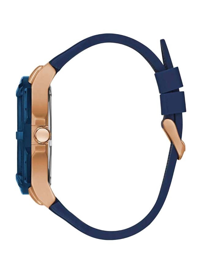 جس ساعة يد بعقارب وبسوار من السيليكون مقاومة للماء طراز W1254G3 - مقاس 46 مم - لون أزرق للرجال - Image 3