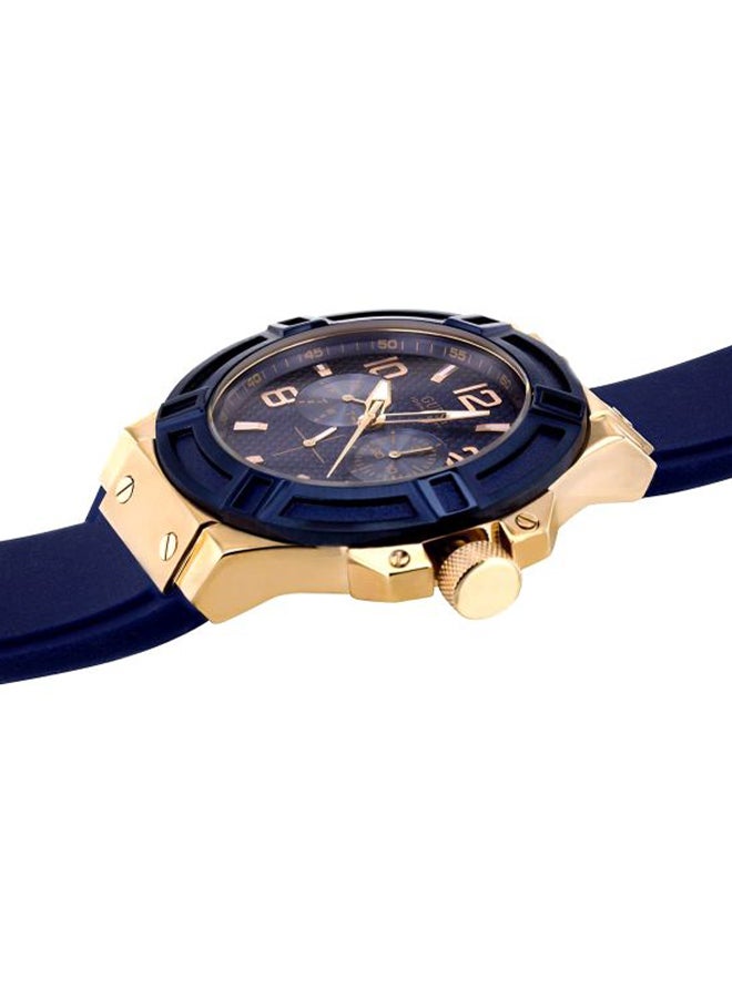 جس ساعة يد بعقارب وبسوار من السيليكون مقاومة للماء طراز W1254G3 - مقاس 46 مم - لون أزرق للرجال - Image 4