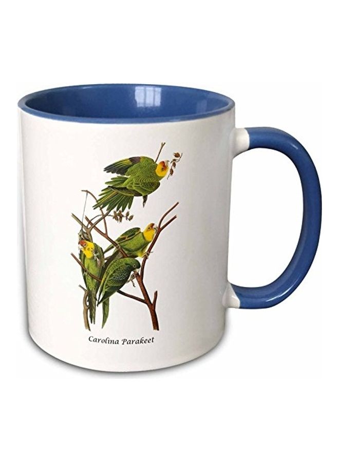 3DROSE Carolina Parakeet Printed Coffee Mug Blue/White/Green