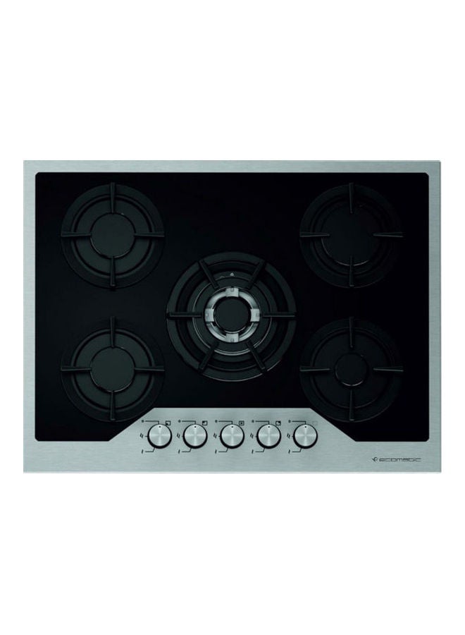 موقد غاز كريستال مدمج بـ 5 شعلات من حديد الزهر مقاس 70 سم S707IGC أسود