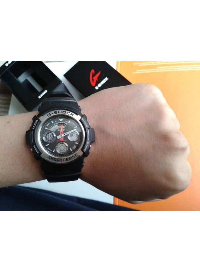 G-SHOCK - Men's Round Shape Resin Band Analog & Digital Wrist Watch 45 mm - Black - AW-590-1ADR - Image 1