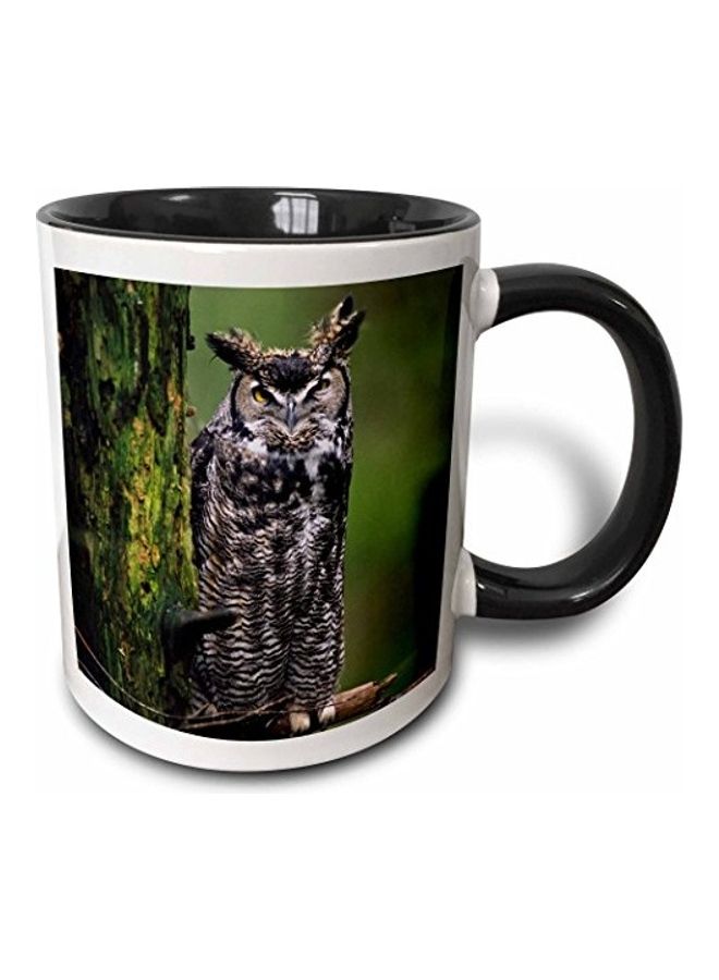 3DROSE Horned Owl Printed Two Tone Coffee Mug Multicolour