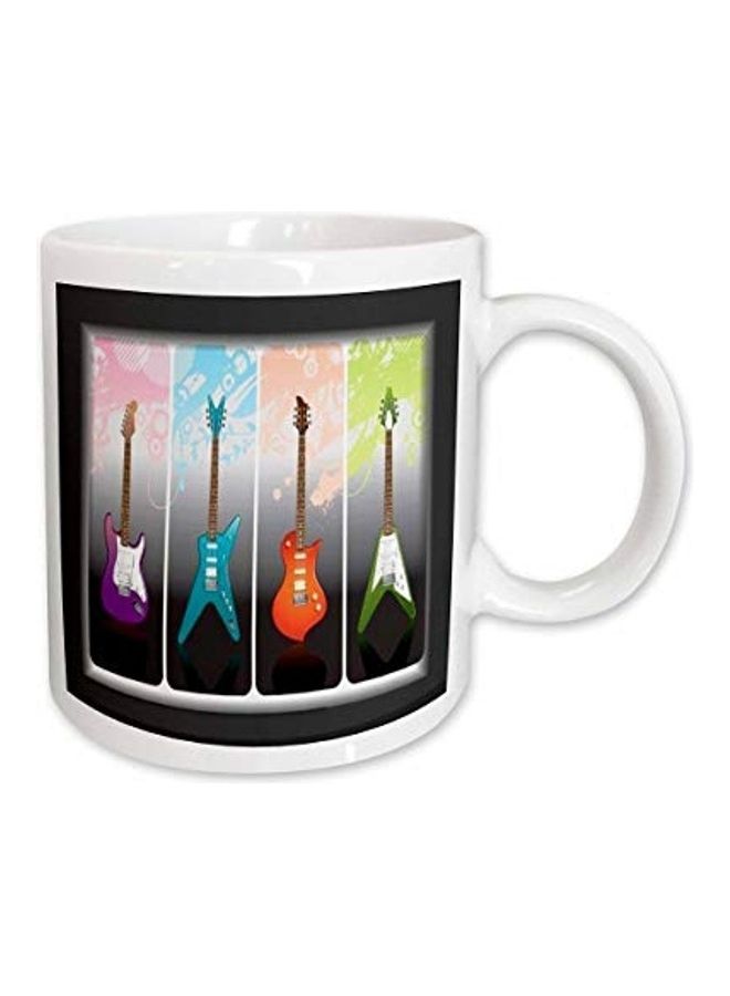 3DROSE Framed 4 Heavy Metal n Rock Guitars Ceramic Mug Multicolour 