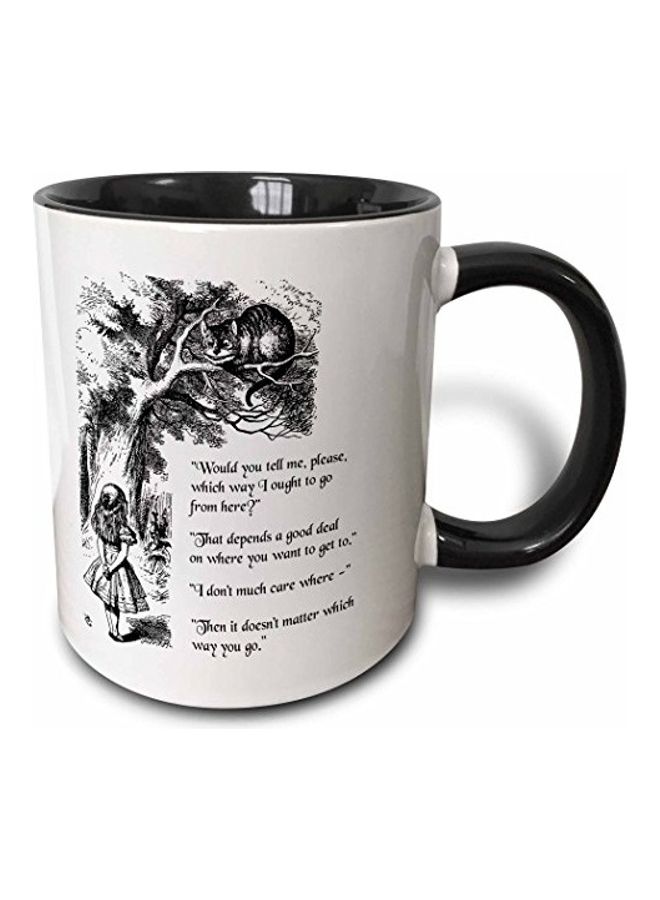 3Dروز مج قهوة بطبعة رسمة ثلاثية الأبعاد أسود/ أبيض