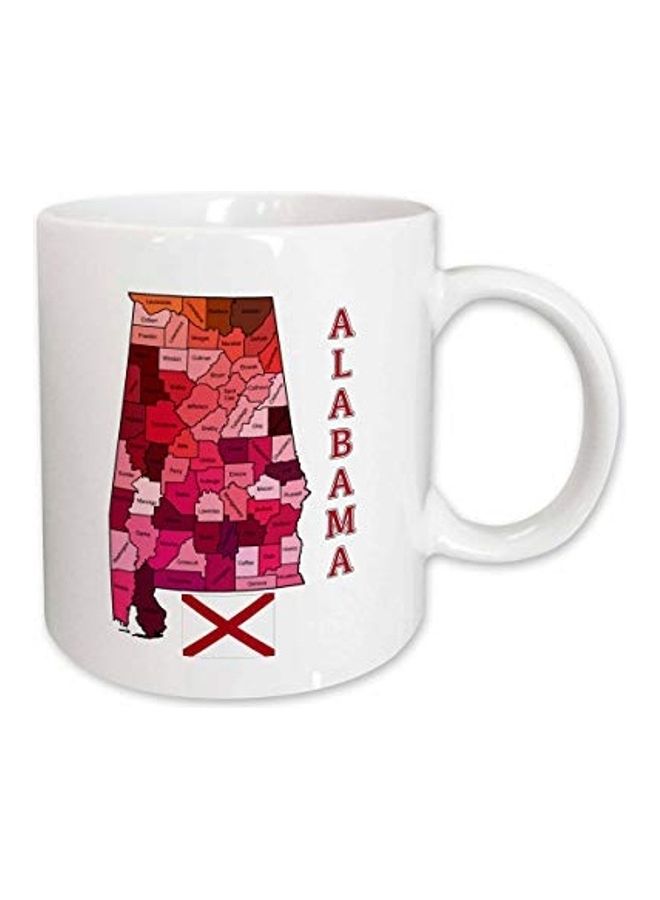 3DROSE Map And Flag Of The State Of Alabama Shows Each County Ceramic Mug Multicolour