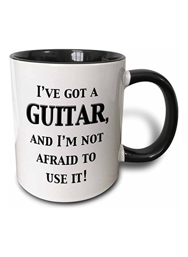 3DROSE - I've Got A Guitar And I'm Not Afraid To Use It Printed Mug Black/White - Image 1