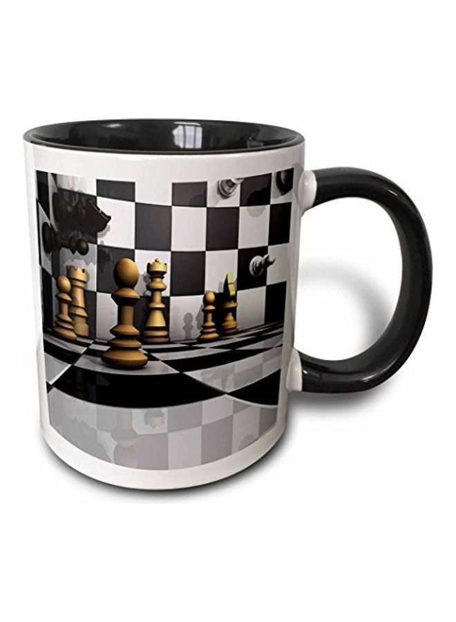 3Dروز Chess Printed Ceramic Mug Black/White/Gold 
