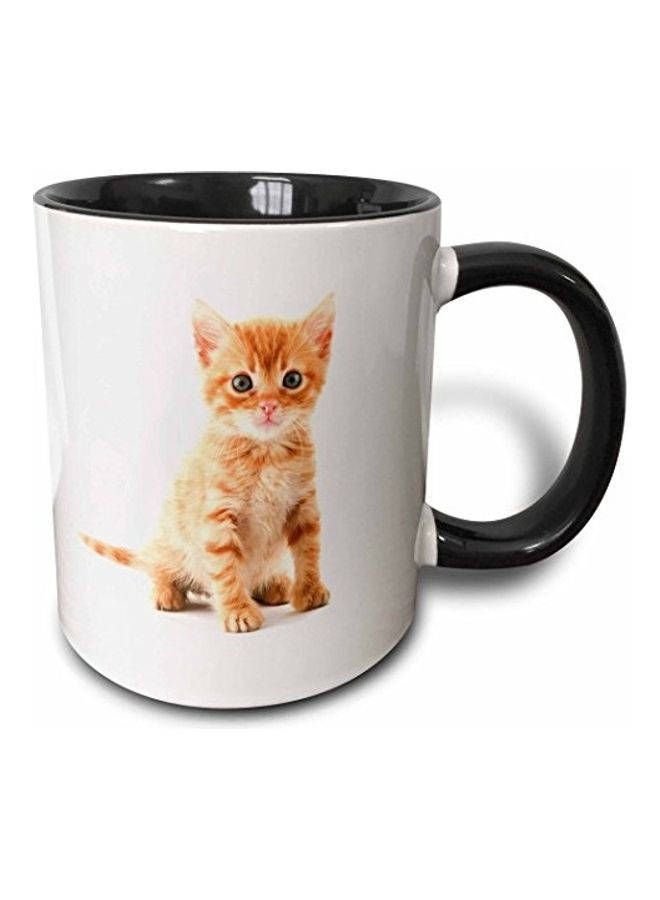 3Dروز مج قهوة بطبعة رسمة ثلاثية الأبعاد أبيض/أسود/بني